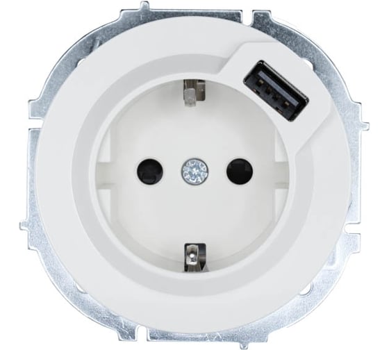 Изображение товара Розетка Lezard OSEN с заземлением + USB разъем, белая 743-0288-181