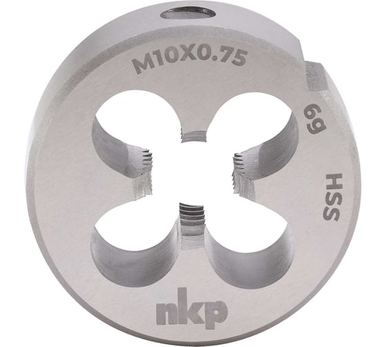Изображение товара Плашка NKP М10, шаг 0.75мм, DINEN22568, HSS, 6g, 30х11мм 240103N