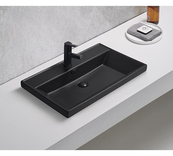 Изображение товара Раковина Gid Bm5560s встраиваемая сверху черная матовая 61x46.5x15 72205