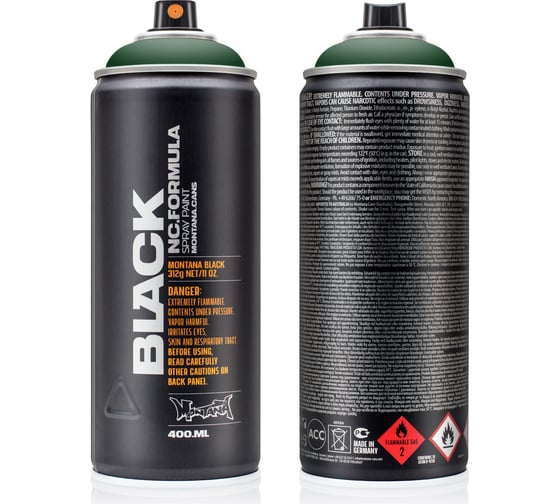Изображение товара Краска MONTANA BLACK зеленая, 0.4 л 6070 BLK
