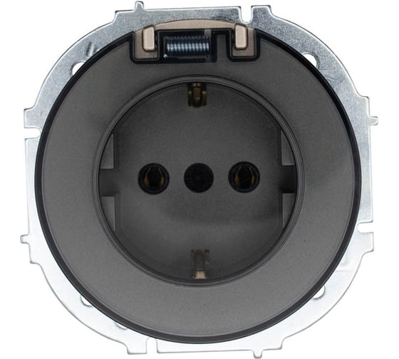 Изображение товара Розетка Lezard OSEN с заземлением, с крышкой, ПБТ, титан IP44 743-3788-123BIPCH