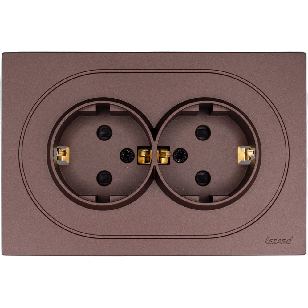 Изображение товара Двойная розетка Lezard OSEN с защитой от детей, IP20, коричневая