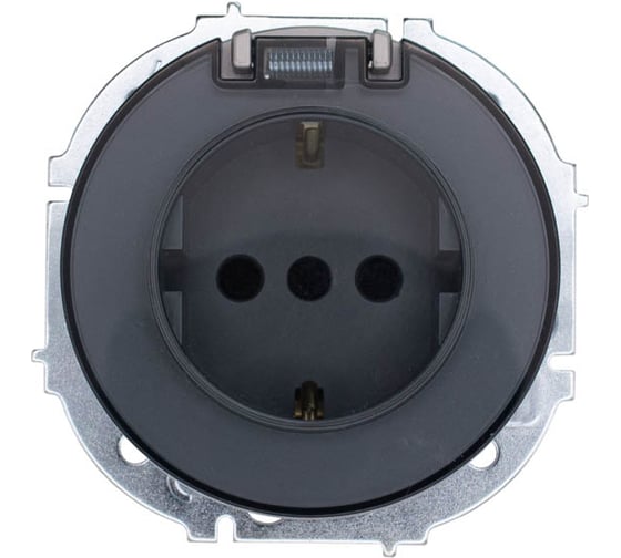 Изображение товара Розетка Lezard OSEN с заземлением, с крышкой, ПБТ, серый матовый 743-7488-123B