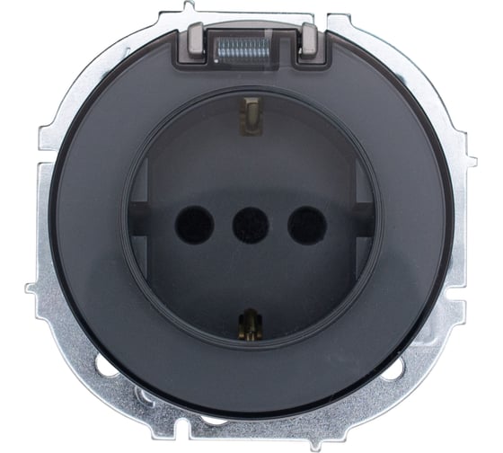 Изображение товара Розетка с/з с крышкой ПБТ Lezard OSEN серый матовый 743-7488-123B