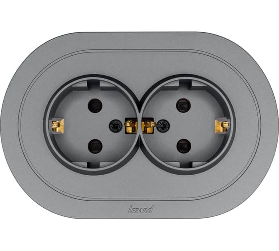 Изображение товара Розетка двойная Lezard OSEN с защитой от детей, ПБТ, серый матовый, круглая 744-7400-127BPCH