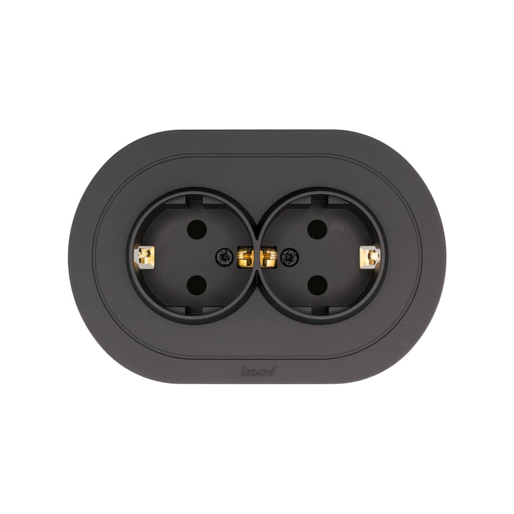Изображение товара Розетка двойная Lezard OSEN с защитой от детей черный бархат 744-4200-127BPCH