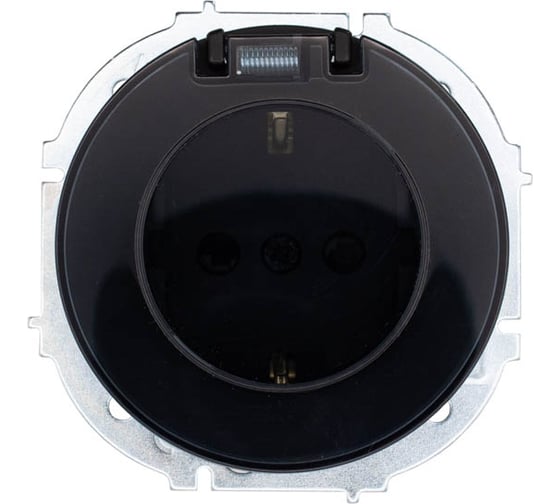 Изображение товара Розетка Lezard OSEN с заземлением, с крышкой, ПБТ, чёрный бархат IP44 743-4288-123BIPCH