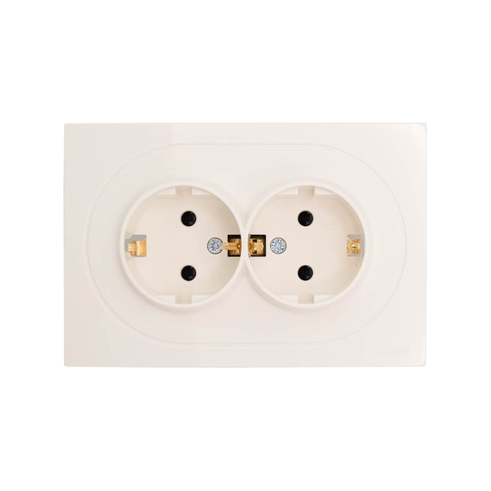 Изображение товара Розетка двойная Lezard OSEN с защитой от детей 2 гнезда пластиковая слоновая кость