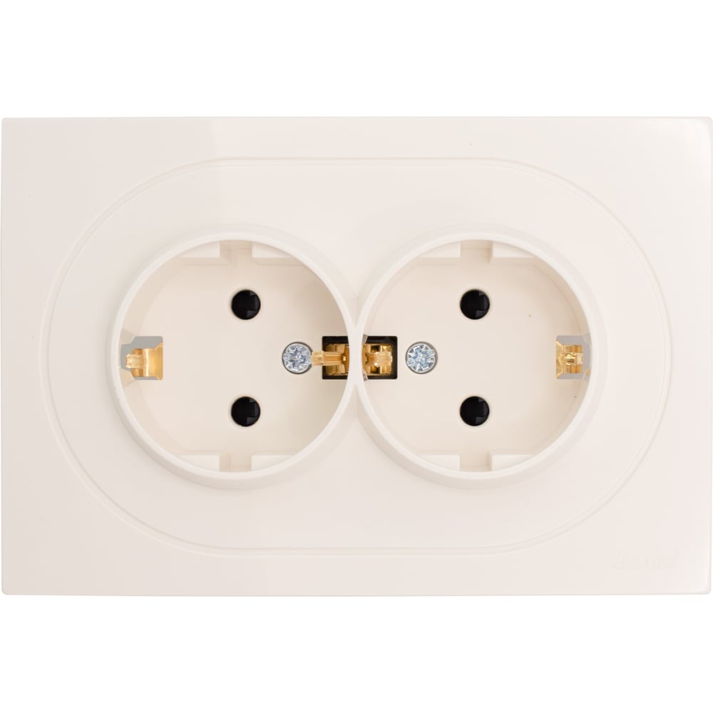 Изображение товара Розетка двойная Lezard OSEN с защитой от детей 2 гнезда пластиковая слоновая кость