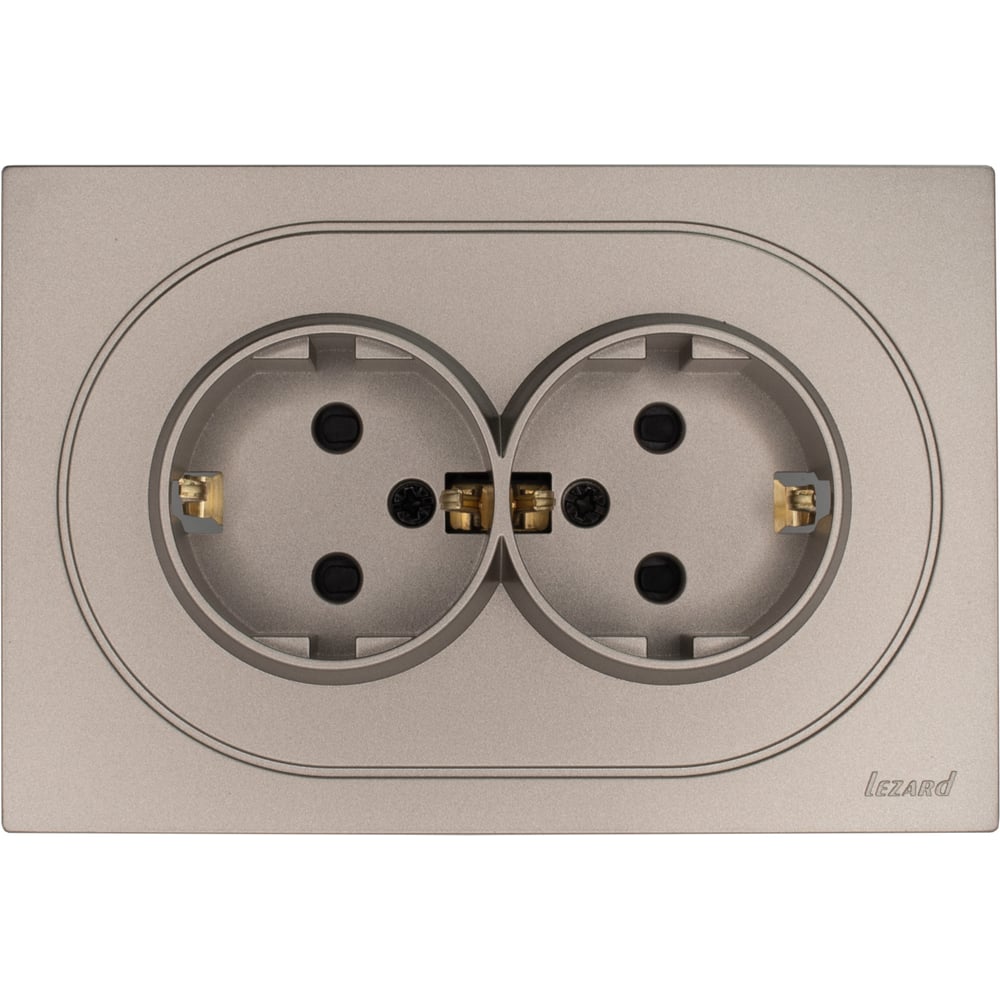 Изображение товара Розетка двойная Lezard OSEN с защитой от детей и заземлением, титан