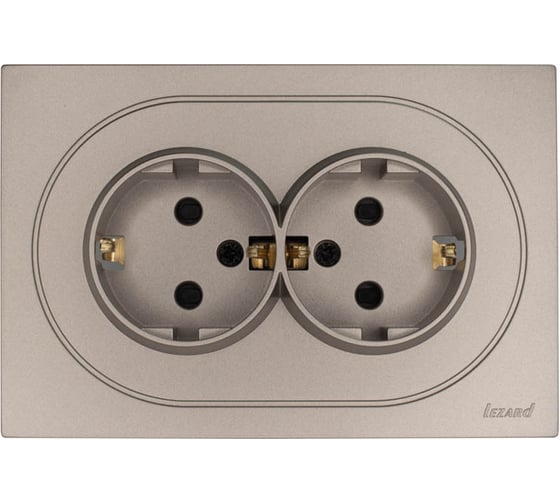Изображение товара Розетка двойная Lezard OSEN с защитой от детей, ПБТ, титан 743-3700-127BPCH