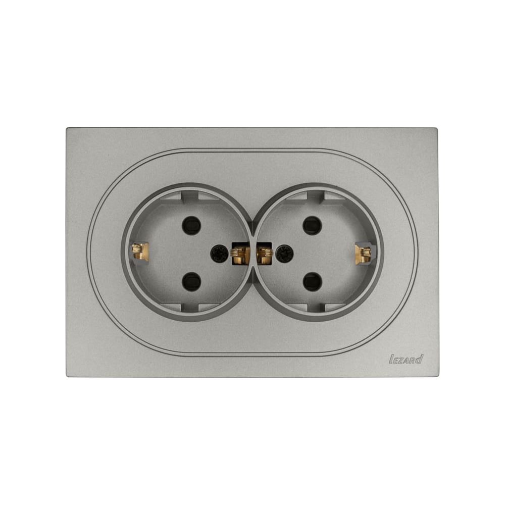 Изображение товара Розетка двойная Lezard OSEN с защитой от детей, ПБТ, серый матовый 743-7400-127BPCH