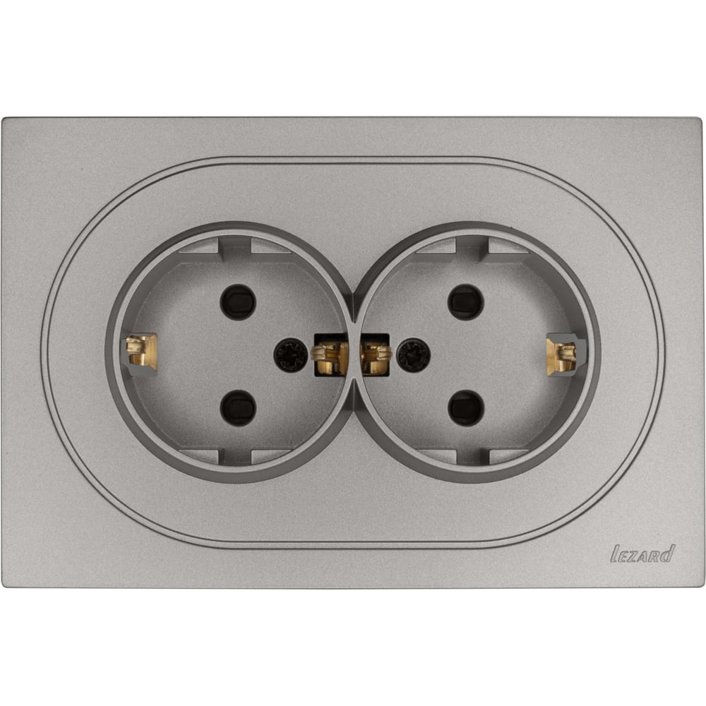 Изображение товара Розетка двойная Lezard OSEN с защитой от детей серый матовый 743-7400-127BPCH