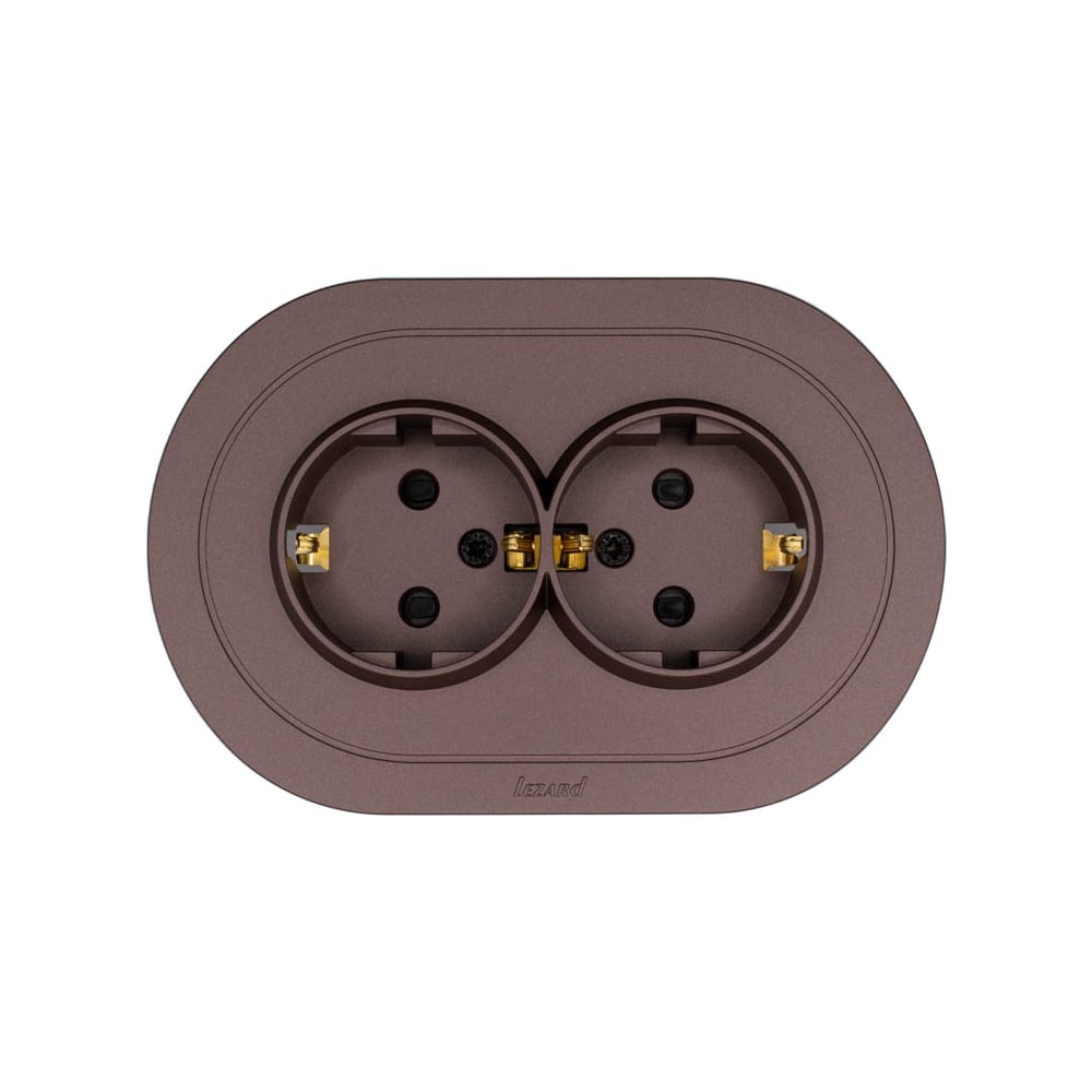 Изображение товара Розетка двойная Lezard OSEN с защитой от детей, IP20, шоколад