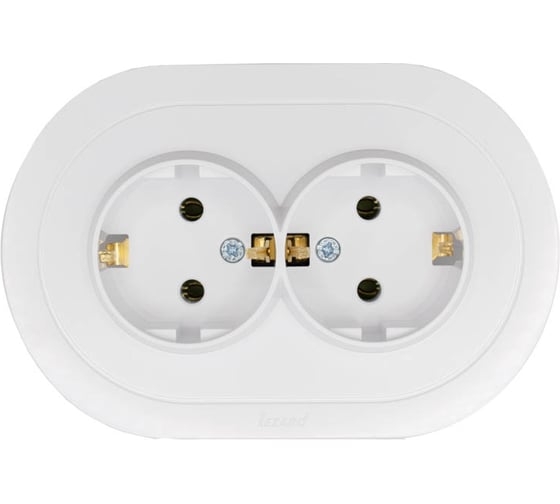 Изображение товара Розетка двойная Lezard OSEN с защитой от детей, ПБТ, белая, круглая 744-0200-127BPCH