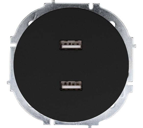 Изображение товара Розетка 2-ая USB разъем Lezard OSEN чёрный бархат 743-4288-192