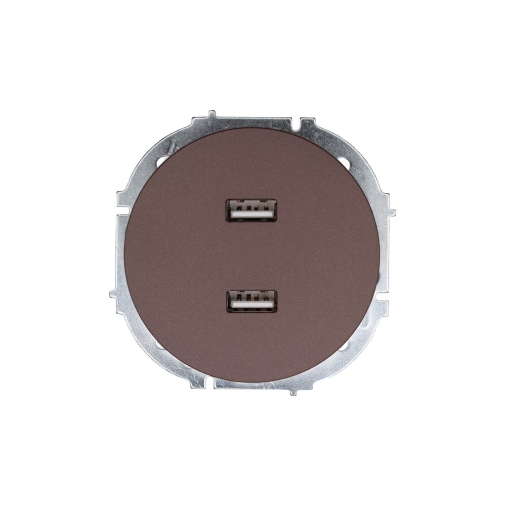Изображение товара Розетка 2-ая Lezard OSEN USB разъем, шоколад 743-7388-192