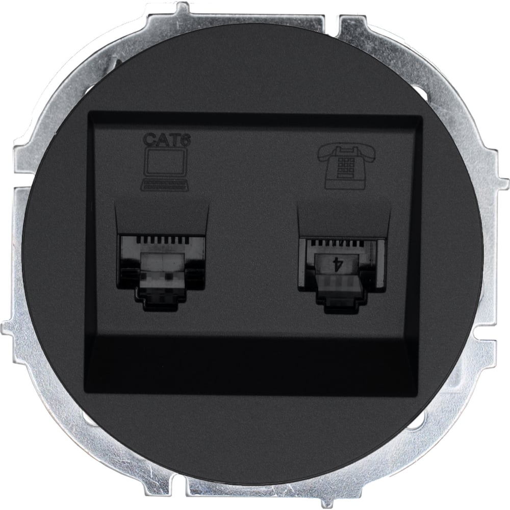 Изображение товара Компьютерная и телефонная розетка Lezard OSEN в черном бархате IP20