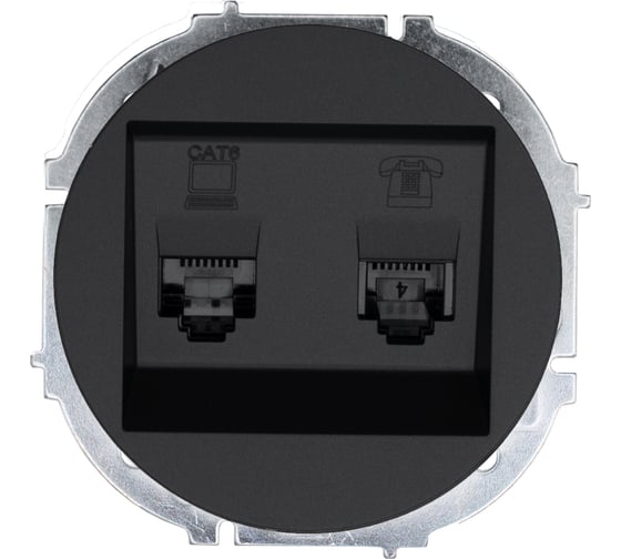 Изображение товара Розетка компьютер+телефон с модулем Cat 6 Lezard OSEN чёрный бархат 743-4288-144