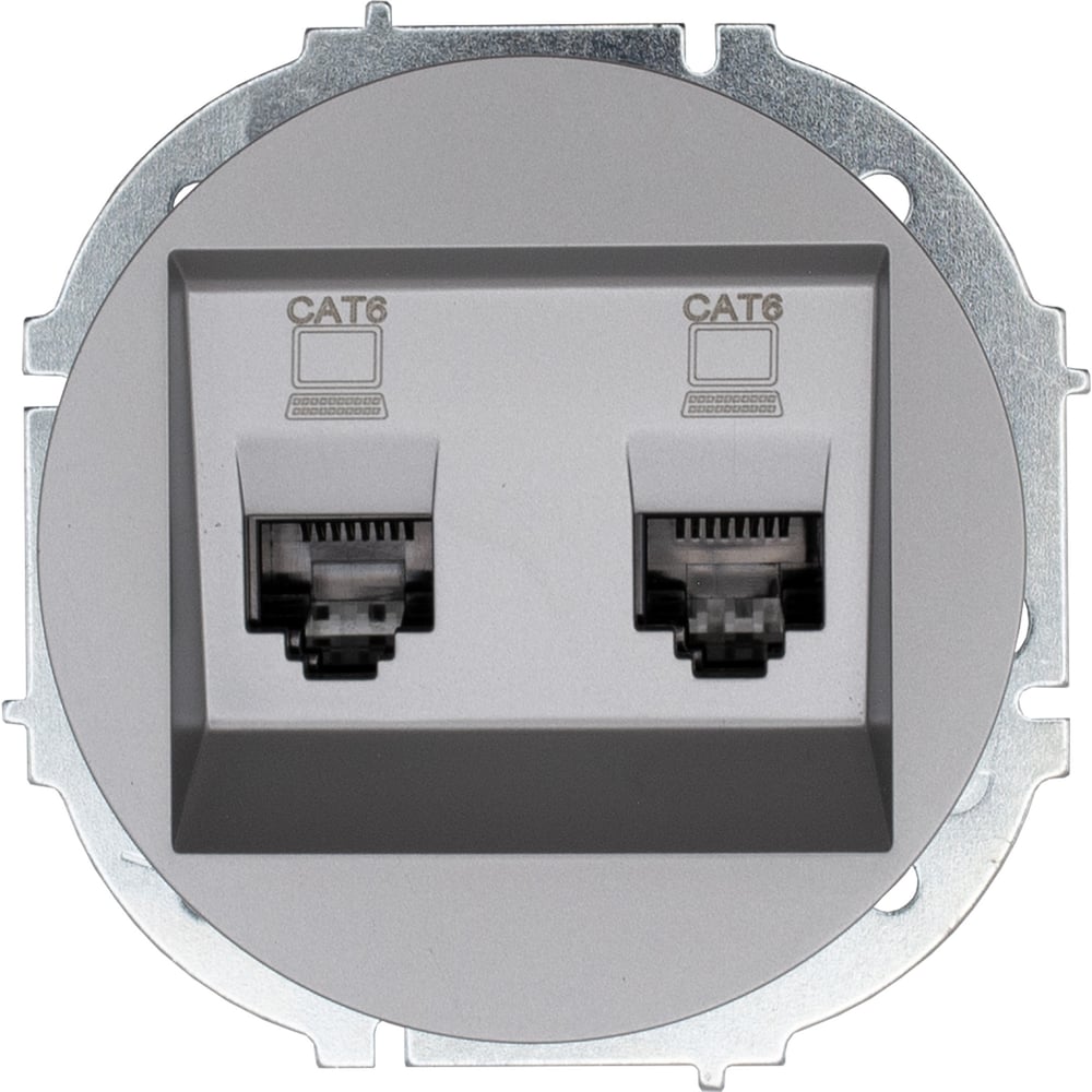 Изображение товара Розетка компьютерная двойная Lezard OSEN серый матовый Cat 6 IP20