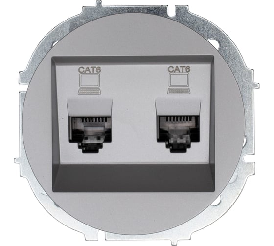 Изображение товара Розетка компьютерная двойная с модулем Cat 6 Lezard OSEN серый матовый 743-7488-142