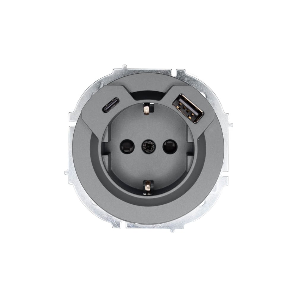 Изображение товара Розетка Lezard OSEN с заземлением USB и IP20 серый матовый