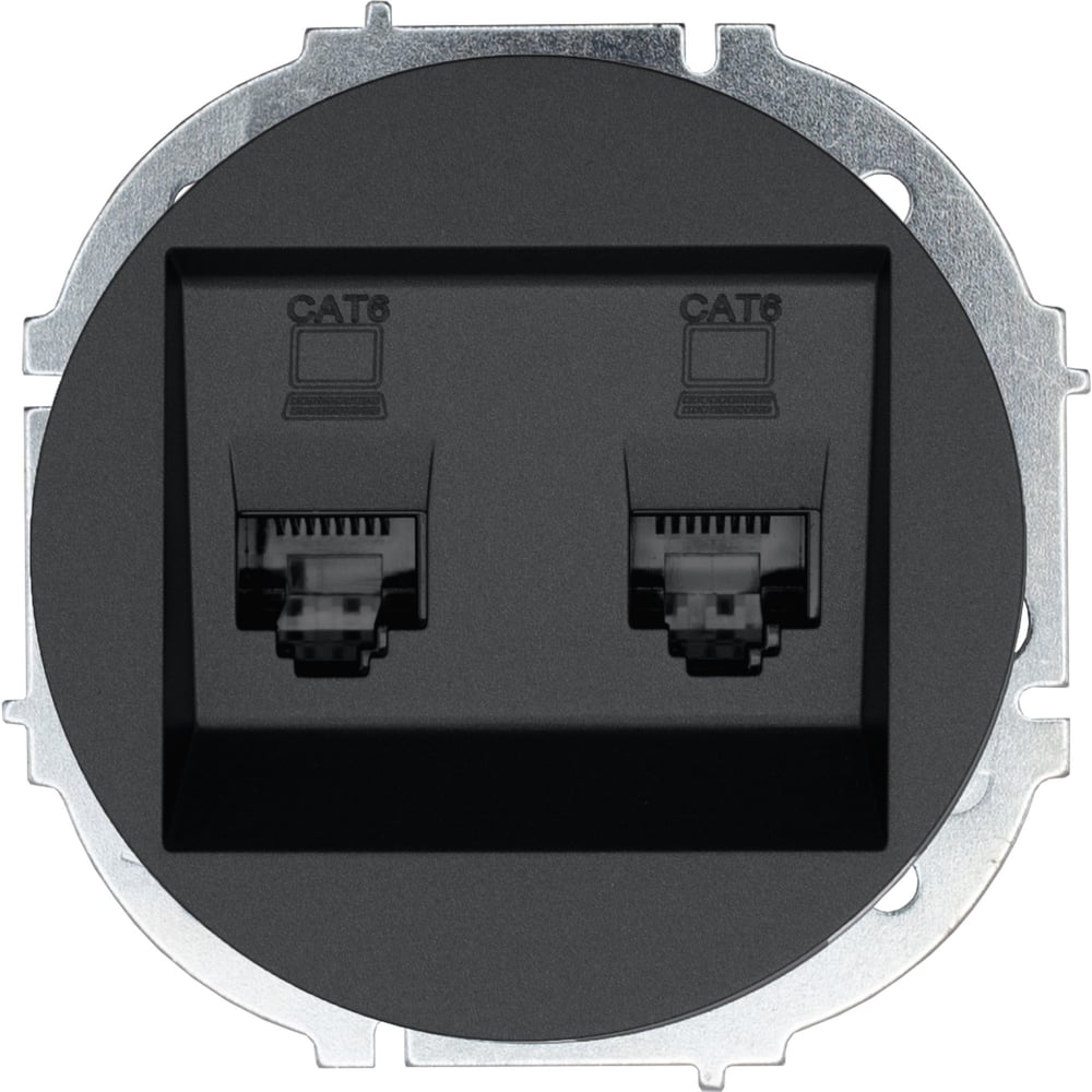 Изображение товара Розетка компьютерная двойная Lezard OSEN черный бархат с модулем Cat 6 для Ethernet