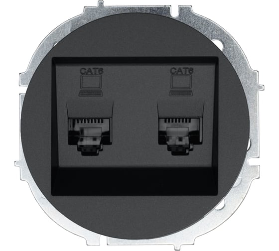 Изображение товара Розетка компьютерная двойная с модулем Cat 6 Lezard OSEN чёрный бархат 743-4288-142
