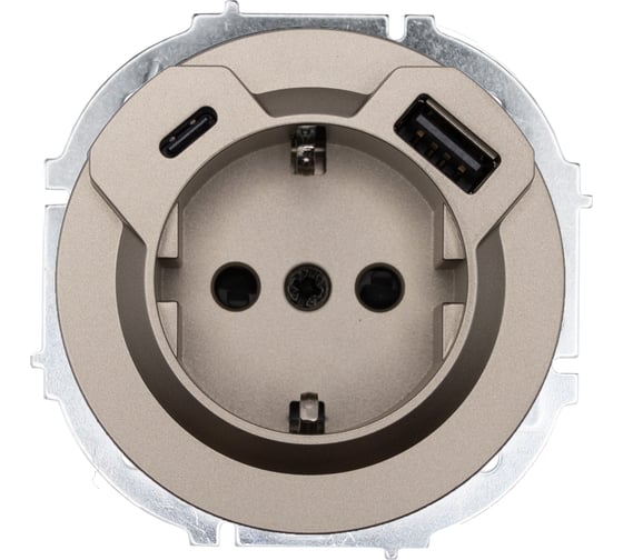 Изображение товара Розетка с/з TC + USB разъем Lezard OSEN титан 743-3788-181TC