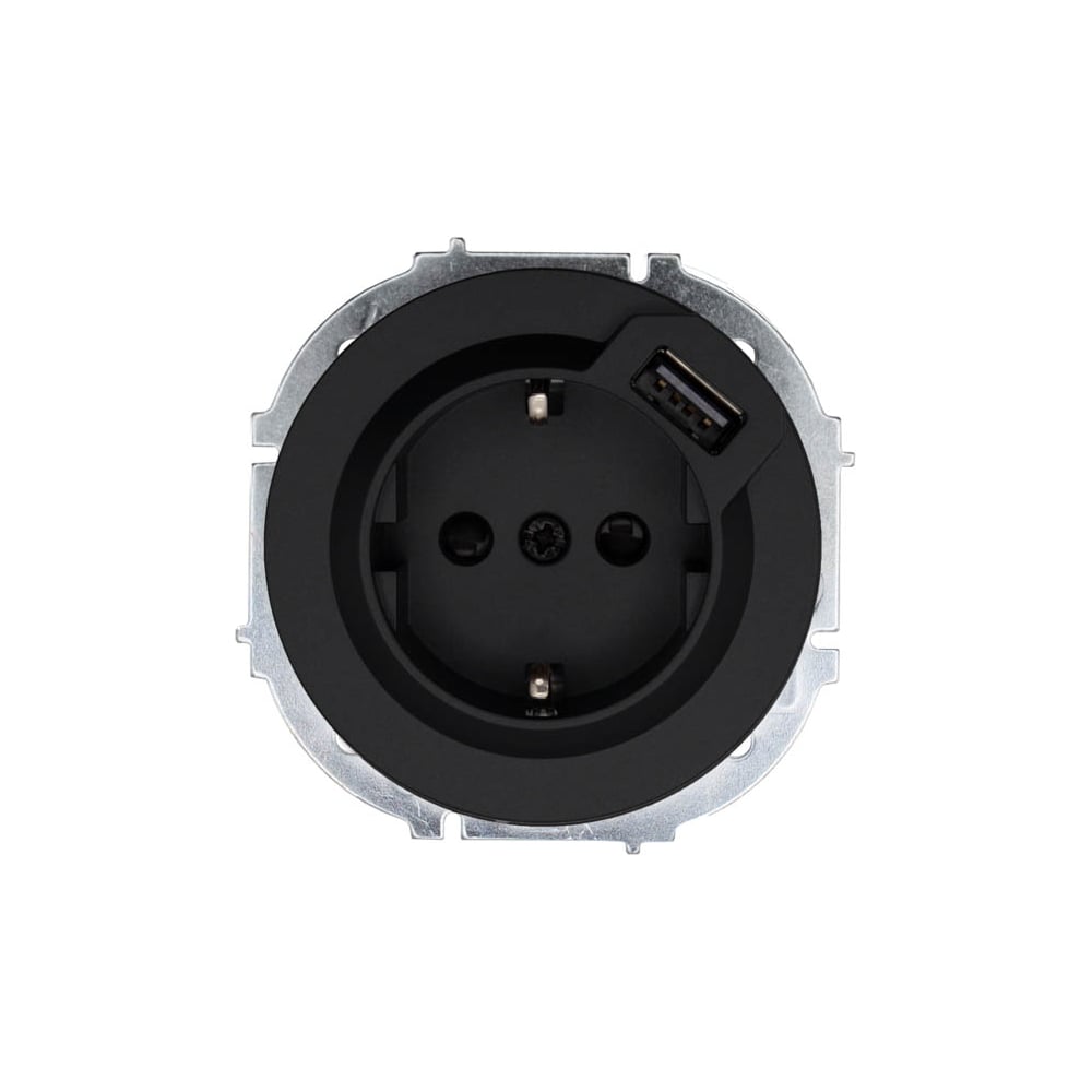 Изображение товара Розетка Lezard OSEN с заземлением и USB разъемом черный бархат