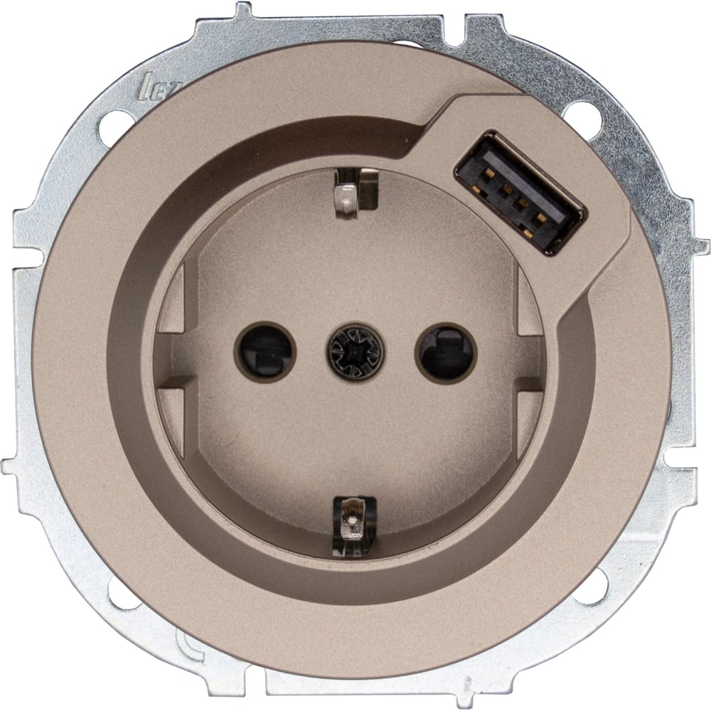 Изображение товара Розетка Lezard OSEN с заземлением и USB разъемом титановая