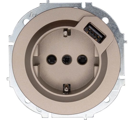 Изображение товара Розетка Lezard OSEN с заземлением + USB разъем, титан 743-3788-181