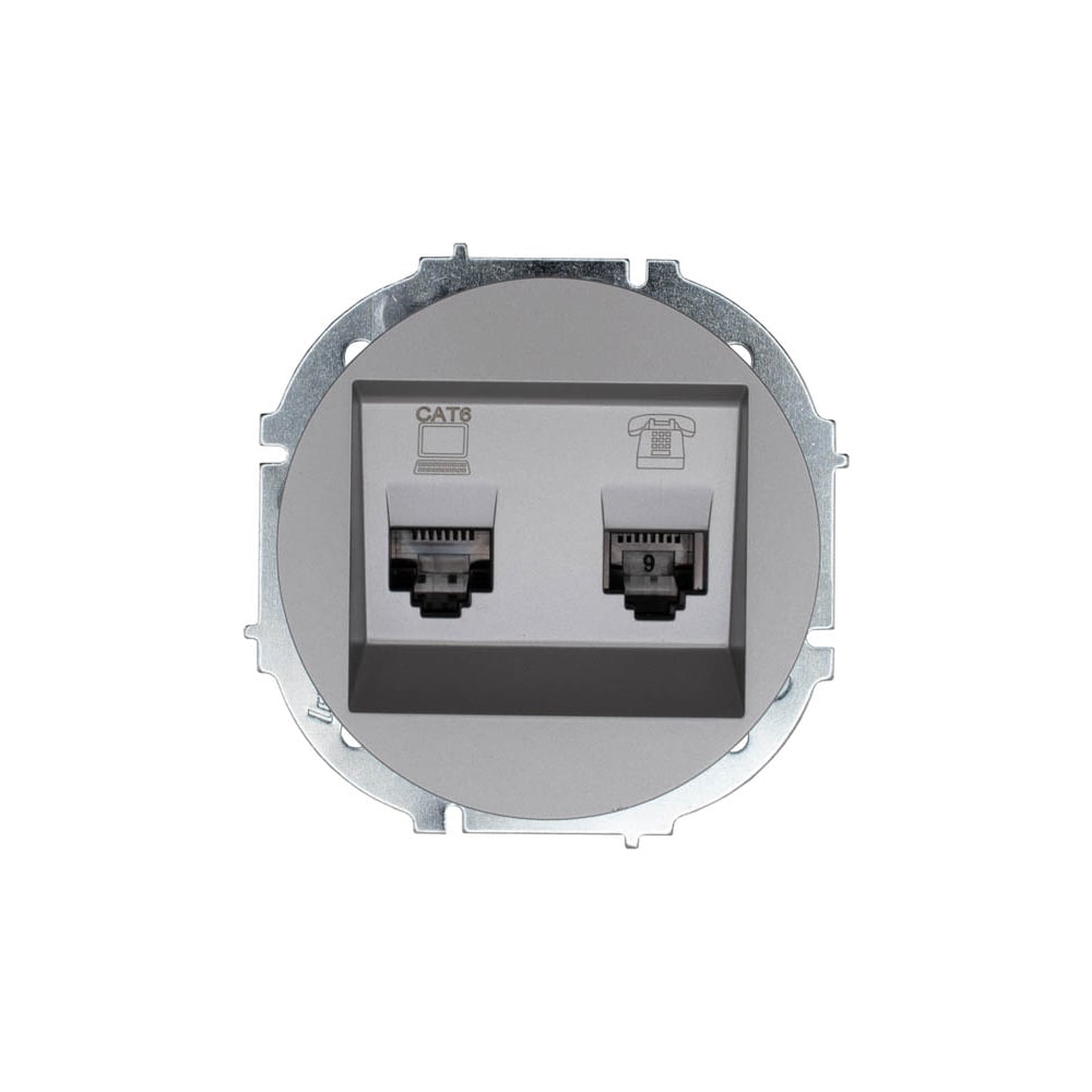 Изображение товара Розетка Lezard OSEN компьютер+телефон, серый матовый, IP20