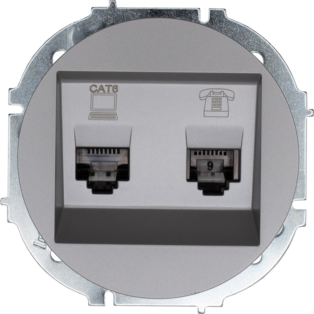 Изображение товара Розетка Lezard OSEN компьютер+телефон, серый матовый, IP20