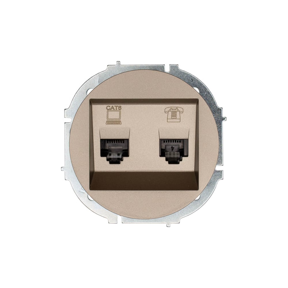 Изображение товара Розетка Lezard OSEN компьютер+телефон, титан, IP20, серия OSEN