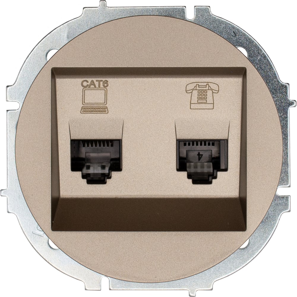 Изображение товара Розетка Lezard OSEN компьютер+телефон, титан, IP20, серия OSEN