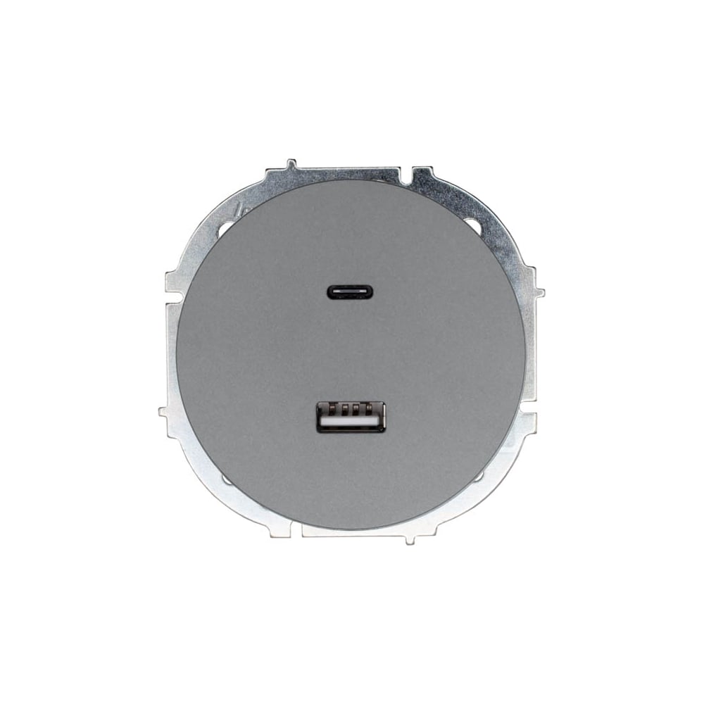 Изображение товара Розетка USB Lezard OSEN TC+ с Type C серого цвета монтаж скрытый