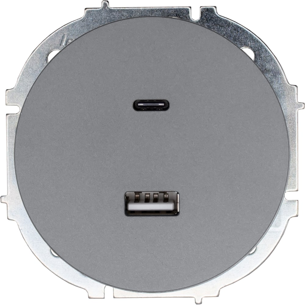 Изображение товара Розетка USB Lezard OSEN TC+ с Type C серого цвета монтаж скрытый