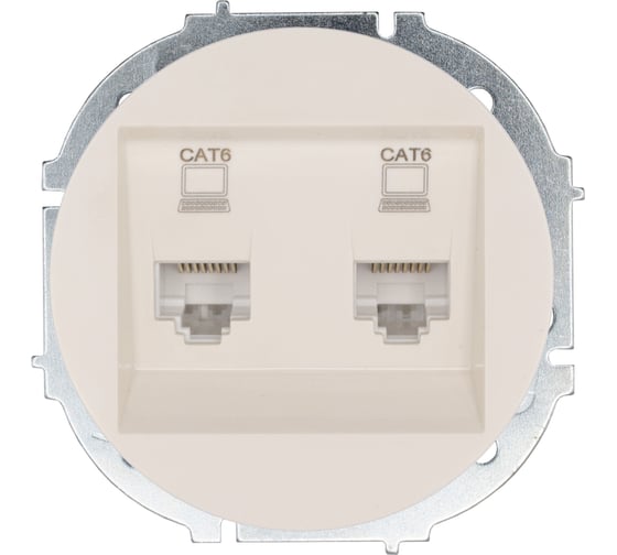 Изображение товара Розетка компьютерная двойная с модулем Cat 6 Lezard OSEN слоновая кость 743-9088-142