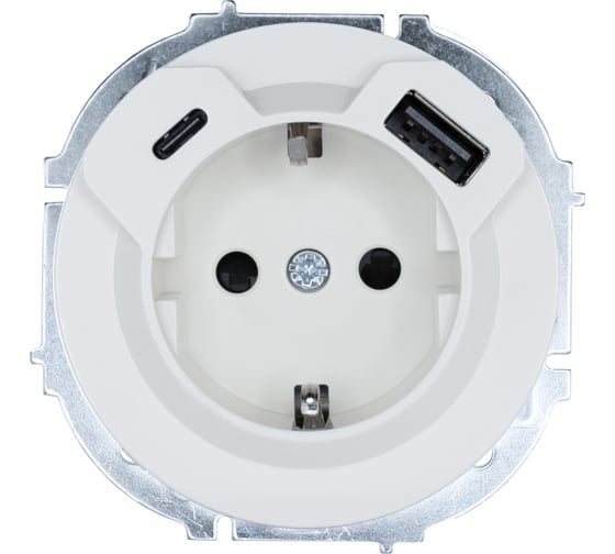 Изображение товара Розетка с/з TC + USB разъем Lezard OSEN белая 743-0288-181TC