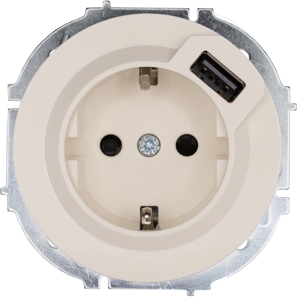 Изображение товара Розетка Lezard OSEN с USB разъемом и заземлением слоновая кость