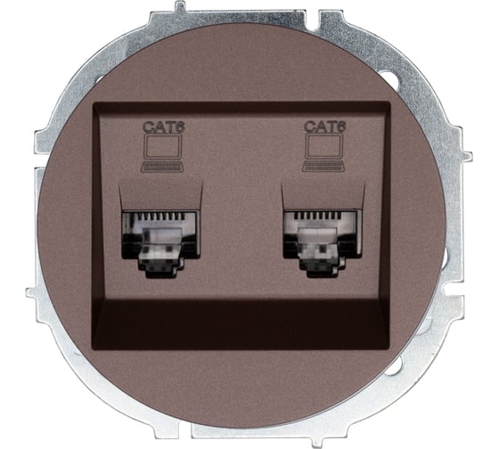Изображение товара Розетка компьютерная двойная с модулем Cat 6 Lezard OSEN шоколад 743-7388-142