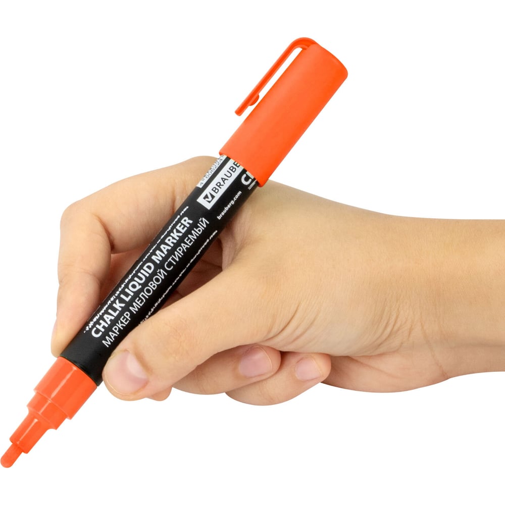 Изображение товара Маркер меловой BRAUBERG CHALK LIQUID MARKER, ОРАНЖЕВЫЙ, 3 мм, стираемый, комплект 10 шт., CHALK 152591 Изображение товара Маркер меловой BRAUBERG CHALK LIQUID MARKER, ОРАНЖЕВЫЙ, 3 мм, стираемый, комплект 10 шт., CHALK 152591
