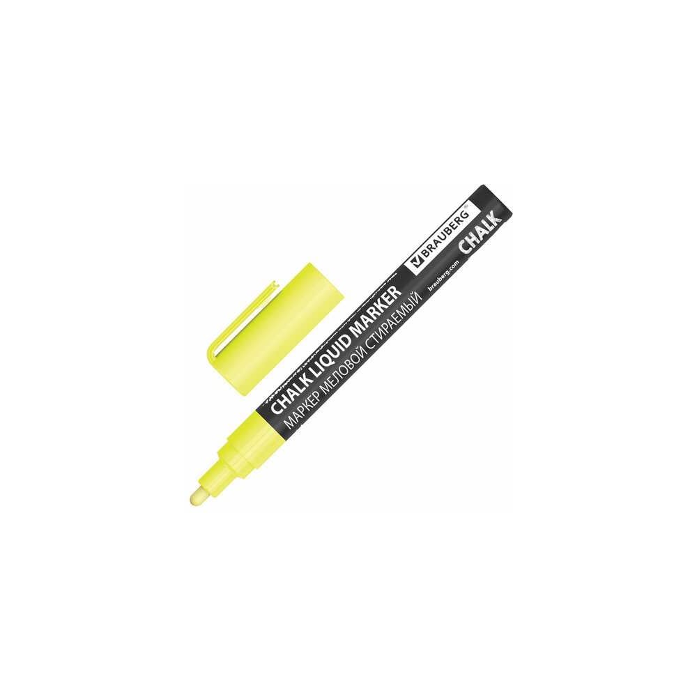 Изображение товара Меловой маркер BRAUBERG CHALK LIQUID MARKER желтый комплект 10 шт.