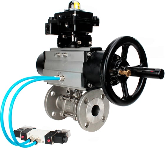 Изображение товара Кран DN.ru КШФПТ-ISO.304.180 Ду100 Ру16 3-составной WDVF, пневмопривод, пневмораспр., БКВ D160-68613