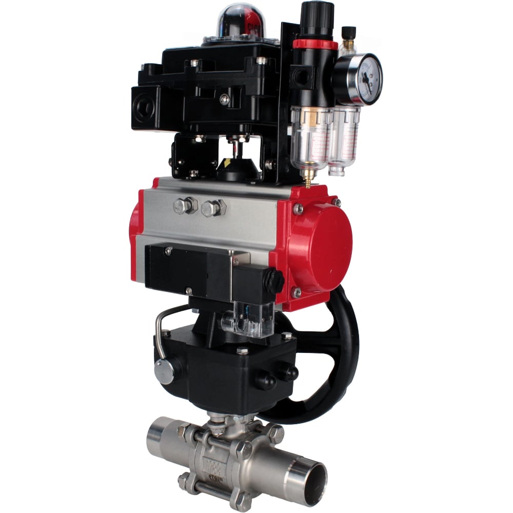 Изображение товара Кран шаровой DN.ru 316-316-PTFE-W-ISO-H Ду100 Ру16 пневмопривод