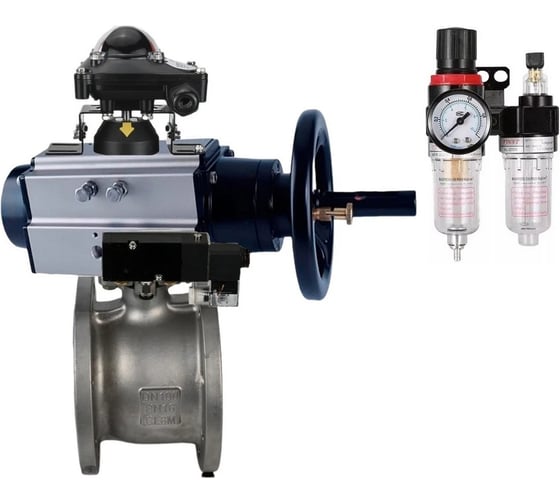 Изображение товара Кран DN.ru КШФПТ-ISO.304.180 Ду100 Ру16 WDVF, пневмопривод, пневмораспр., БКВ, БПВ D160-68566