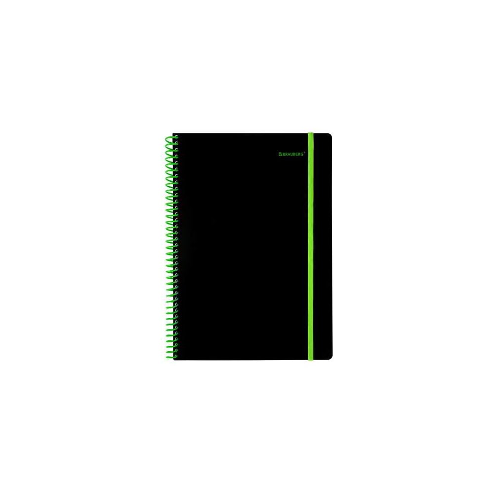 Изображение товара Тетрадь-обложка BRAUBERG А4 80л спираль черный/зеленый