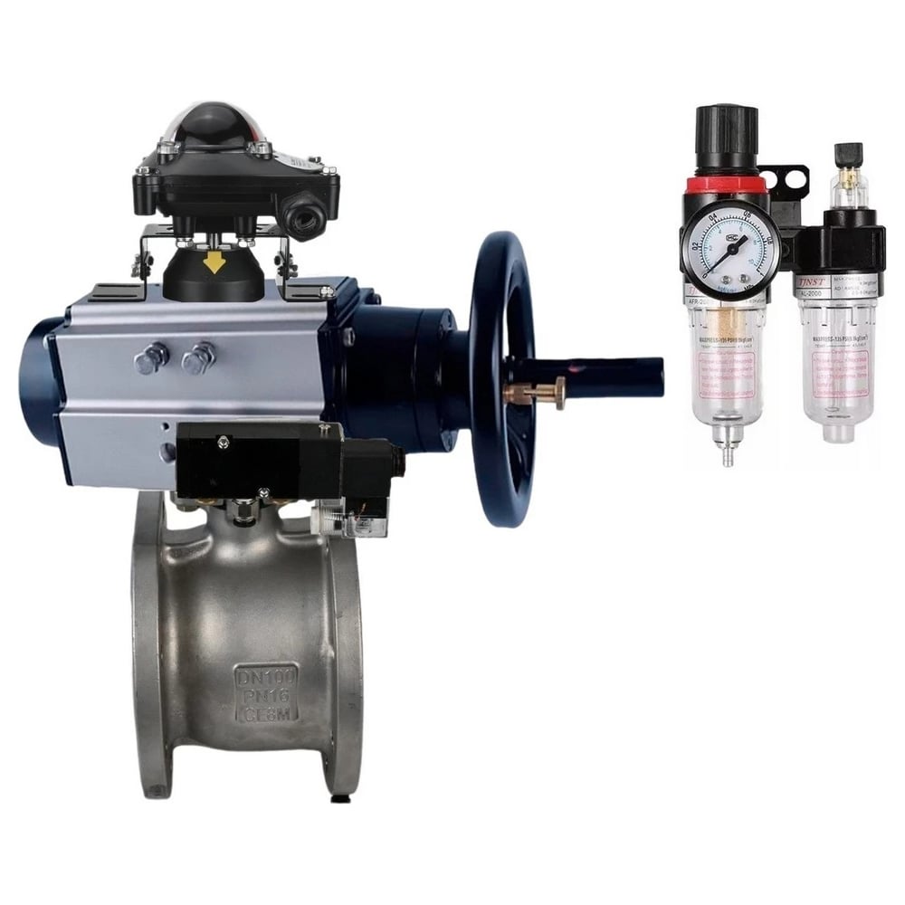 Изображение товара Кран DN.ru КШФПТ-ISO 304 180 Ду100 Ру16 нержавеющая сталь двухходовой разборный