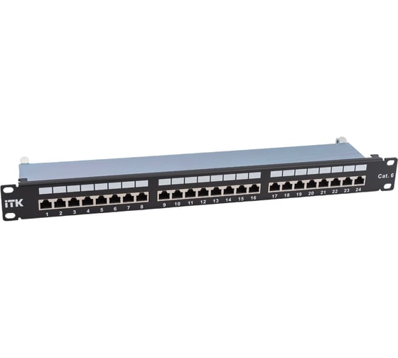 Изображение товара Патч-панель ITK 1U кат.6 STP, 24 порта Dual, с кабельным органайзером PP24-1UC6S-D05